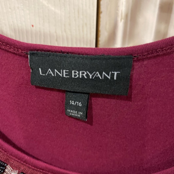 🌸Lane Bryant Size 14/16 Tank Top Purple Beaded Neckline Sleeveless Stretch - Picture 3 of 3